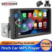 1Din Car Radio Bluetooth MP5 Player 7 inch Touch Screen with Apple Carplay Android Auto 2 Din Multimedia Players USB 60W*4