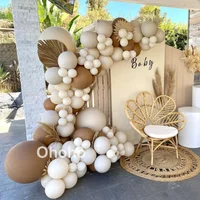 Beige Coffee Brown Balloon Garland Arch Kit Baby Shower Birthday Party Decoration Rustic Wedding Engagement Baptism Christening