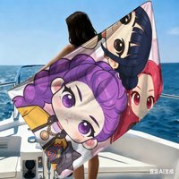 Trendy Chibi Anime Girl Print Beach Towel,Microfiber Lightweight Quick Dry,Oversized for Travel Camping, Cute Cartoon Decor,gift