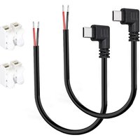 USB C to 2 Pin Bare Wire Open End Power Cord, 90 Degree USB Type C Male Plug 2 Pin Pigtail Cable, for 5V USB Type C DIY Cable