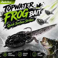 ZUKIBO 5PCS Topwater Floating Tadpole Frog Soft Lure Weedless Rig Fishing Lure for Bass Mandarin Culter Minnow Tackle