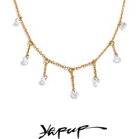 Yhpup High Quality Stainless Steel Collarbone Chain Drop Zirconia Necklace Daily Wear Party Gift Delicate Popular Jewelry