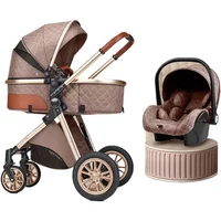3in1 baby stroller with car seat,High landscape 3 in 1 baby carriage,Luxury Pushchair Baby reversible stroller