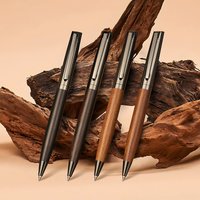 1 Set Premium Metal Ballpoint Pen with Wood Barrel for Smooth Writing Experience and High-End Design-Black Ink-Office