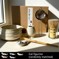 6-Piece Matcha Tea Set - Kiln-Fired Ceramic Bowl with Bamboo Spoon, Tea Whisk, and Tea Powder Sieve - Complete Set for Matcha Enthusiasts, Beginners, Tea Ceremonies, and Daily Use - Elegant Gift for