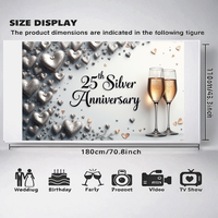25th Wedding Anniversary Backdrop Heart Decorations Party Supplies Banner Romantic Celebration Event Background Photo Props