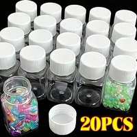 30/50/80ml Transparent Square Sealed Refillable Bottles Plastic Clear Empty Bottle Powder Perler Bead Container Home Storage