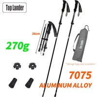 Foldable Trekking Pole 7075 Aluminum Ultralight Adjustable Hiking Walking Stick Shock Absorbing 3-Section Outdoor Climbing Staff