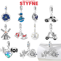 Silver-Plated Astronaut Charms Beads Fit Original Bracelets Bag Keychain Charms Beads Pendant Diy Women Jewelry Gift