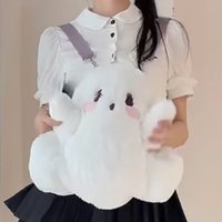 Funny Funny Little Ghost Backpacks 3D Plush Doll White Classic Backpacks Halloween Shoulder Bags Girls