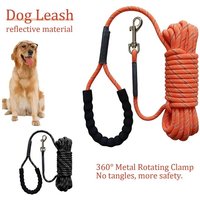 Dog Leash Reflective Long Lead Training Tracking Line Foam Handle Heavy Duty Pet Rope 2m 3m 5m 10m 15m 20m for Small/Large Dogs