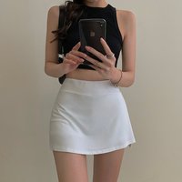 Black White Split Mini Skirts Women Summer Sexy Girls Sporty High Waist Slit Skirt Casual Fashion Slim A Line Skirt