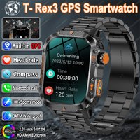 New Military Grade T-Rex 3 GPS Smart Watch Men 3ATM Waterproof Compass Built-in GPS Heart rate Bluetooth Call Sports Smart Watch