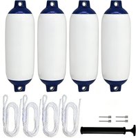 4-Pack G1 Boat Fender Set 5.5 Inch Inflatable PVC Bumper Kit with Ropes & Pumps for Yachts Sailboats Fishing Boats Docking