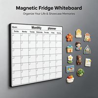Magnetic Fridge Calendar - Dry Erase Monthly Planner for Refrigerator, Reusable Whiteboard for Kitchen Organization