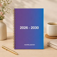 2026-2030 5-Year Monthly Planner & Calendar Journal, Purple-Blue Gradient Design, Monthly Tabs, 60-Month Layout, 5.5 X 8.3 Inch