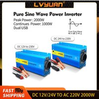 Falownik czystej fali sinusoidalnej Lvyuan 2000 W DC 12 V 24 V do AC 220 V 240 V Falownik o ciągłej mocy 2000 W