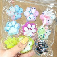(HefengCL) 6/9 Pcs Mini Cat Paw Squishy, TPR Gradient Soft Squeeze Toy, Random Color, Ideal Holiday & Birthday Gifts