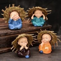4 teile/satz Schöne Kleine Kungfu Mönche Maitreya Buddha Harz Handwerk Mönch Dekoration von Ornamente