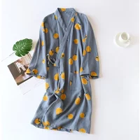 Japanese kimono dressing gown spring and autumn ladies cotton crepe cloth thin summer bathrobe home service sleepwear bath robe