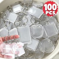5/100pcs DIY Blank Acrylic Keychain Frame Transparent Picture Holder Custom Photo Insert Clear Double Side Gift Pendant Keychain