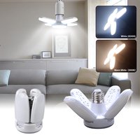 E27 LED Bulb Fan Blade Timing Lamp 220V 110V 28W 360°Foldable LED Bulb Spotlight For Home Ceiling Panel Room Garage Lighting