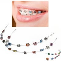 Fashion 1 Pair Dental Braces Colorful Temporary Teeth Decoration Metal Bracket Arch Wires Orthodontic Ligature Ties High Quality