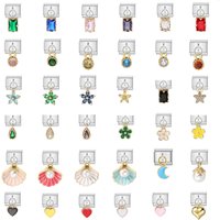 URING Y2k Italian Charm Silver Color Bracelet Series Shell Pearl Crystal Hand Making DIY Chain Cute Pendant Jewelry