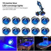 10Pcs 12V Marine Boat Transom LED Stern Light Round White LED Tail Lamp Waterproof IP67 Yacht Side Marker Courtesy Lights Blue