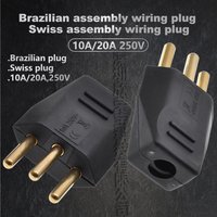black 250V 10A and 20A Copper CE Switzerland power cable Assembly wiring plug 3Pole Connector Euro industrial power cord plug
