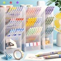 Multi-size Plastic Pen Holder Large Capacity Desktop Organizer Pen Container Oblique Insertion Type Pen Bucket Gift
