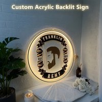 Custom Personalized Circle Acrylic Business Logo Sign Hair Salon Cafe Bar Welcome Sign Round Front Door Sign Name Sign Decor