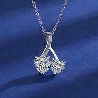 925 Sterling Silver Necklace Pendant Shining Zircon Heart for Women Wedding Jewelry Engagement Charm Party Gift royal