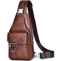Sling Bag for Men Crossbody Chest Bag,PU leather Over the Shoulder Purse Cross Body Sling Backpack for Travel