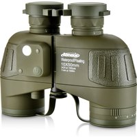 10x50 Waterproof Marine Binoculars for Adults with Rangefinder Compass BAK4 Prism FMC Lens for Birdwatching Hunting Boating