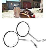 1 Pair 8mm Right and Left Side Motorcycle Rear View Mirror Round Motorcycle Rearview Mirrors Motorcycle Rear View Mirror