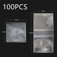 100Pack 45*45mm Foldable Dual Pocket Vinyl Coin Flips PVC Visiable Protective Bag for Storage Display Wholesale