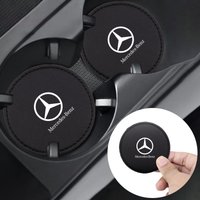 Car Water Cup Coasters Leather Anti-Slip Waterproof Dustproof Cup Pad For Mercedes Benz A B C E S Class GLC GLB GLE GLS sticker