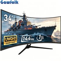 Gawfolk 34 Inch 144Hz/165Hz Ultrawide Curved Monitor, 21:9 UWQHD (3440x1440) 1500R Curvature , Curved Computer Screen with FreeSync, Gaming Monitor 178° Viewing Angle,Display Port、HDMI2.0,Compatible