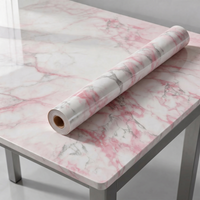Glossy Pink Marble Contact Paper Self-Adhesive Waterproof Oil-Proof Kitchen CountertopGranite Wallpaper Sticker for Home Decor