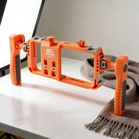 Orange Phone Cage with Filter Holder 4 Cold Shoes Compatible with iPhone Samsung Huawei for Vlogging Filmmaking