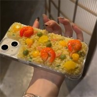 Luxury 3D Rice Shrimp Silicone Clear Soft Case protection for iPhone 15 13 12 11 14 Pro Max lovely Coque