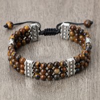 4mm Beads Wrap Bracelet 3 Layer Handmade Braided Natural Tiger Eye Stone Rock Chalcedony Bangles Yoga Bohemian Jewelry Bracelets