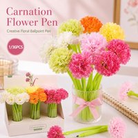 1/36PCS Random Carnation Flower Pen, Creative Floral Ballpoint Pen, Cute Gift Stationery for School Office