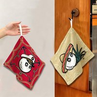Fashion Golf Art Hanging Design Hand Wiping Towel, Polyester Cotton Fabric, Universal for Bathroom Kitchen
