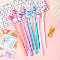 10Pcs/Lot Cute Cartoon Cat Doughnut Gel Pen 0.5mm Black Ink Pens Kawaii Kitten Swing Shake Writing Pen Office School Stationery