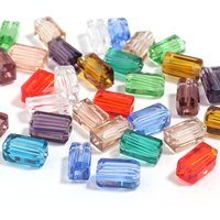70-80pcs Colorful Cube Glass Beads Rectangle Crystal Beads Loose Spacer Beads For Jewelry Making DIY Necklace Bracelet