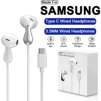 USB Type C Wired Earphone For Samsung Galaxy S25 S24 S23 S22 S21 Ultra Headphones A53 A52 A54 Note 20 3.5mm Jack Earbud Headset