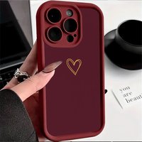 Golden Heart Pattern on Burgundy Background Phone Case For iPhone 17 16 15 Pro Max 14 13 12 11 XS X XR 7 8 Plus 16E 17 Air Cover