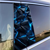 AliExpress NONE 2-Pack 3D Geometric Gravel Car Stickers - Self-Adhesive Glossy Plastic B-Pillar Protector for Windows, Walls - Durable Anti-